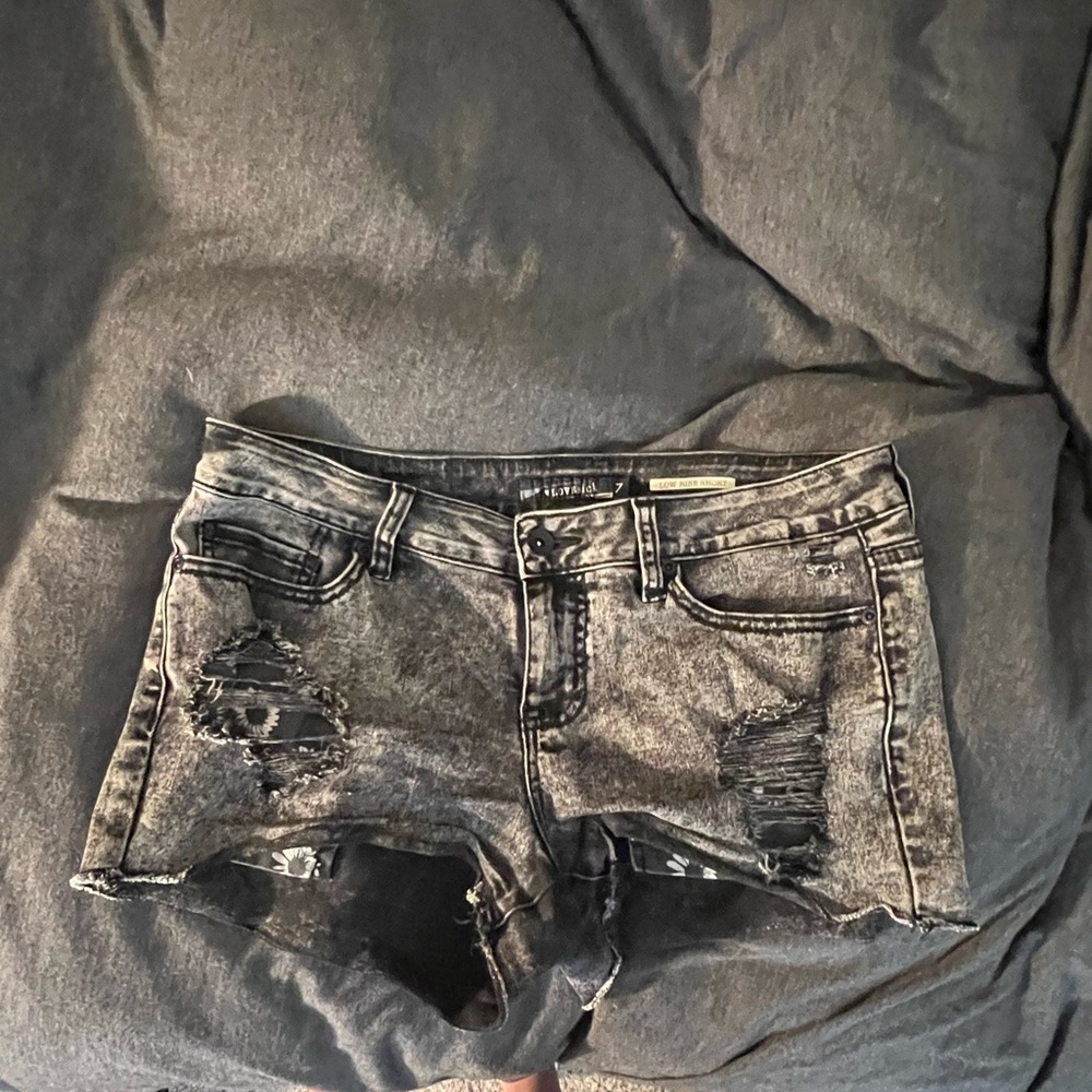 Black heart brand black acid wash Jean shorts